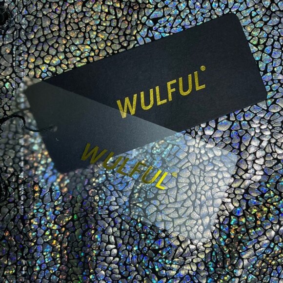 !! SOLD !!  Wulful Disco Party Shirt Metalic Holographic Nightclub Men Silver XL - Picture 7 of 16